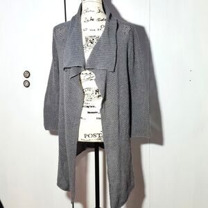 Eddie Bauer- Women's Gray open soft crochet Cardigan Size Large